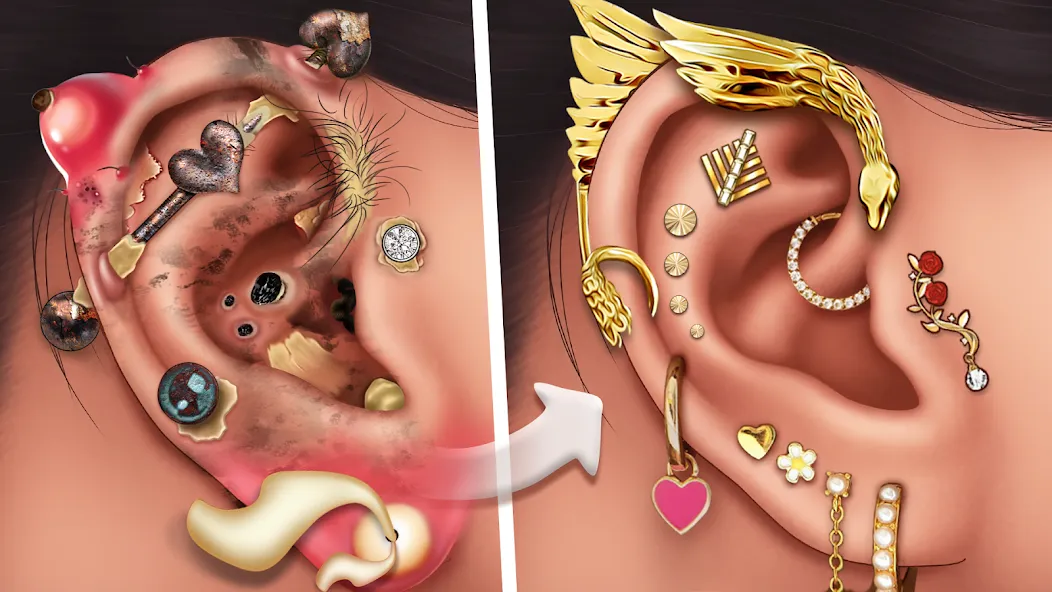 Ear Salon ASMR Ear Wax& Tattoo (АСМР) МОД/Взлом [Меню, Бесконечные монеты и Открытые уровни] Screenshot 1