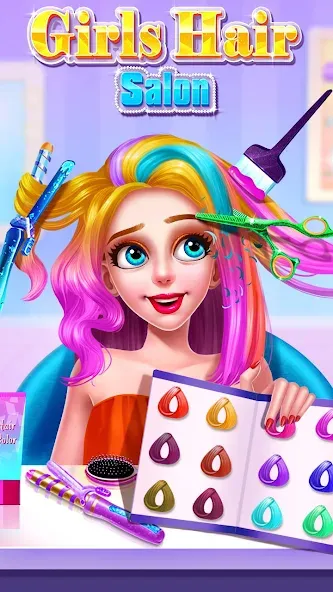 Girls Hair Salon МОД/Взлом [Все открыто, Дополнительные деньги и Меню MOD] Screenshot 1