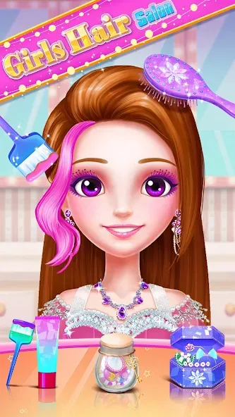 Girls Hair Salon МОД/Взлом [Все открыто, Дополнительные деньги и Меню MOD] Screenshot 4