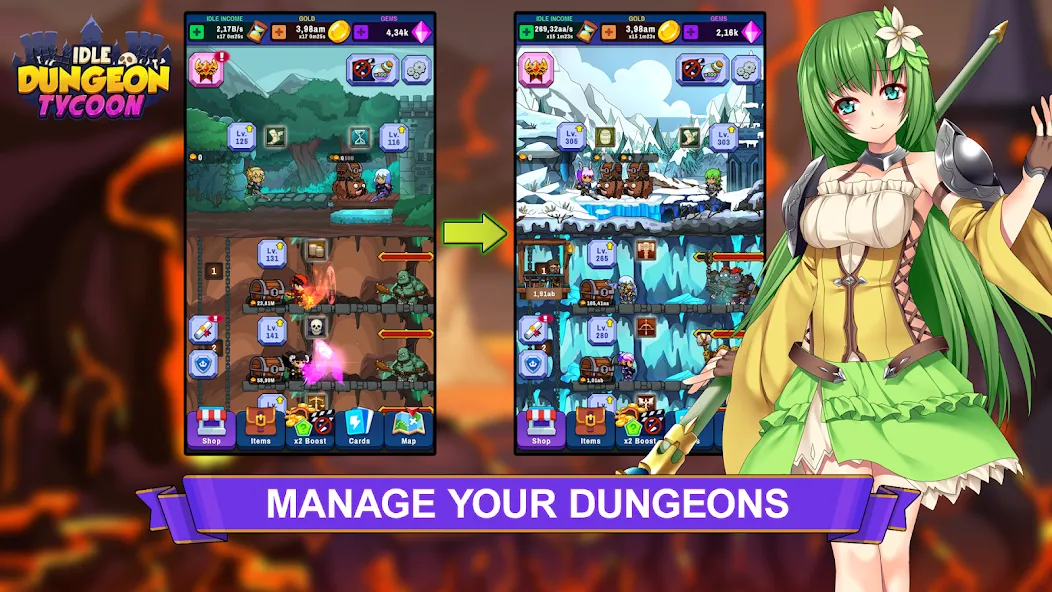 Idle Dungeon Tycoon (Айдл Данжен Тайкун) МОД/Взлом [Бесконечные деньги, Монеты и Мега MOD] Screenshot 1