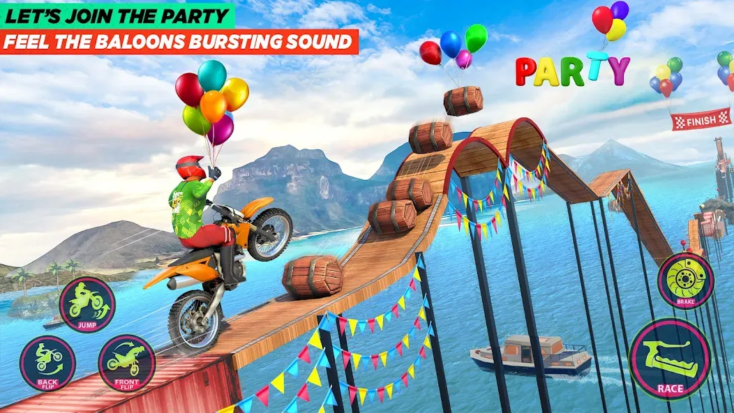 Bike Stunt Game: Tricks Master МОД/Взлом [Меню, Бесконечные монеты и Открытые уровни] Screenshot 3
