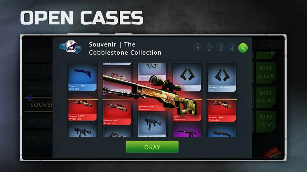 Case Chase: Simulator for CSGO МОД/Взлом [Меню, Бесконечные монеты и Открытые уровни] Screenshot 1