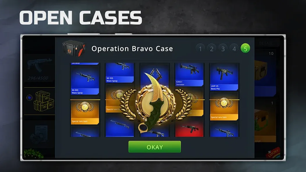 Case Chase: Simulator for CSGO МОД/Взлом [Меню, Бесконечные монеты и Открытые уровни] Screenshot 3