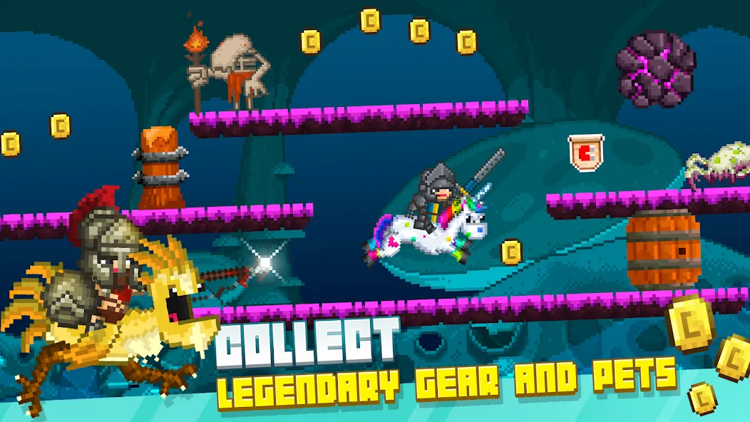 Bit Heroes Runner: Pixel Blitz (Бит Хероес Раннер) МОД/Взлом [Меню, Бесконечные монеты и Открытые уровни] Screenshot 5