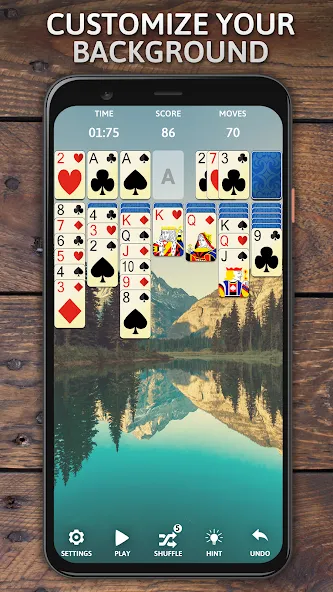 Solitaire Classic Era Games МОД/Взлом [Меню, Бесконечные монеты и Открытые уровни] Screenshot 2