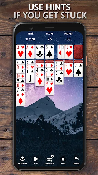 Solitaire Classic Era Games МОД/Взлом [Меню, Бесконечные монеты и Открытые уровни] Screenshot 4