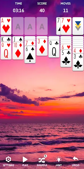 Solitaire Classic Era Games МОД/Взлом [Меню, Бесконечные монеты и Открытые уровни] Screenshot 5
