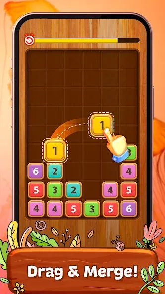 Merge Wood: Block Puzzle (Мерж Вуд) МОД/Взлом [Меню, Бесконечные монеты и Открытые уровни] Screenshot 1