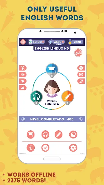 English for Beginners: LinDuo МОД/Взлом [Меню, Бесконечные монеты и Открытые уровни] Screenshot 3