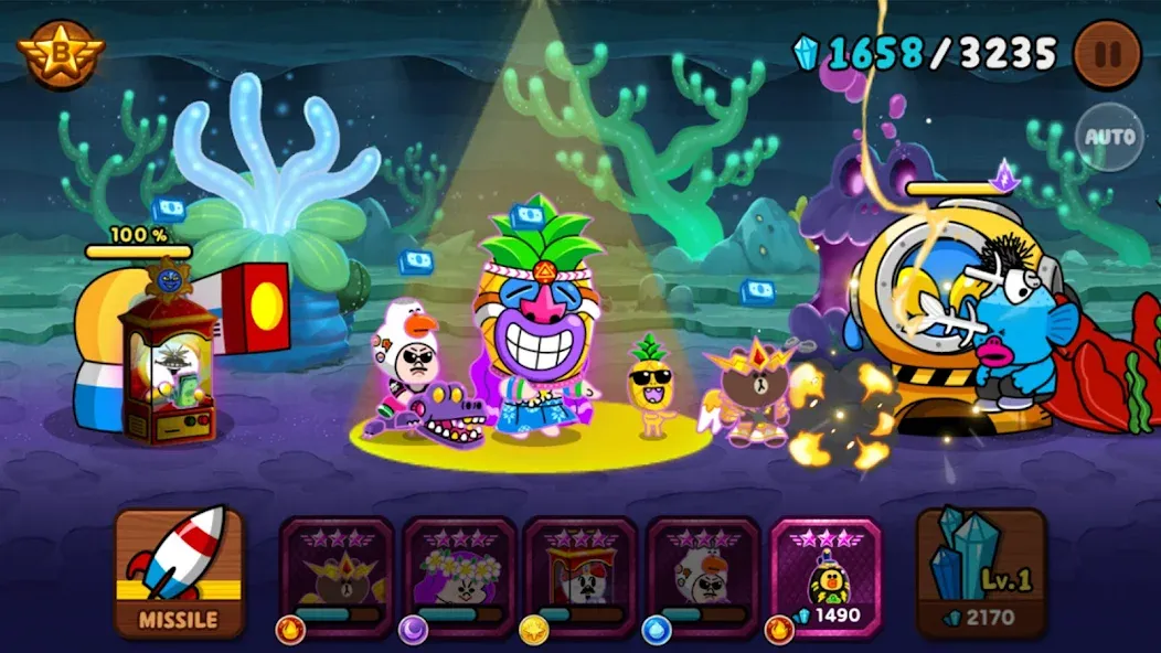LINE Rangers: Brown-Cony Wars! МОД/Взлом [Все открыто, Дополнительные деньги и Меню MOD] Screenshot 1