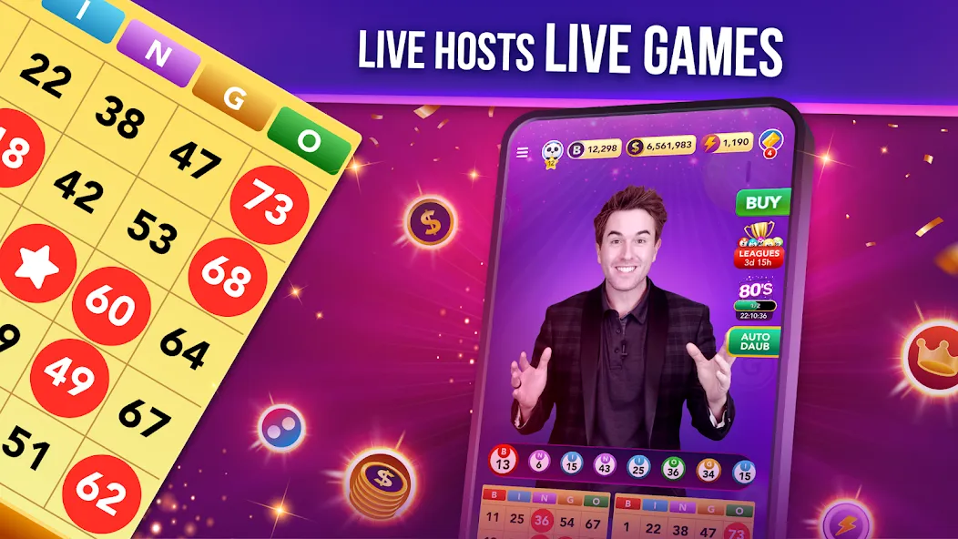 Live Play Bingo: Real Hosts (Лайв Плей Бинго) МОД/Взлом [Деньги, Монеты и Меню MOD] Screenshot 2