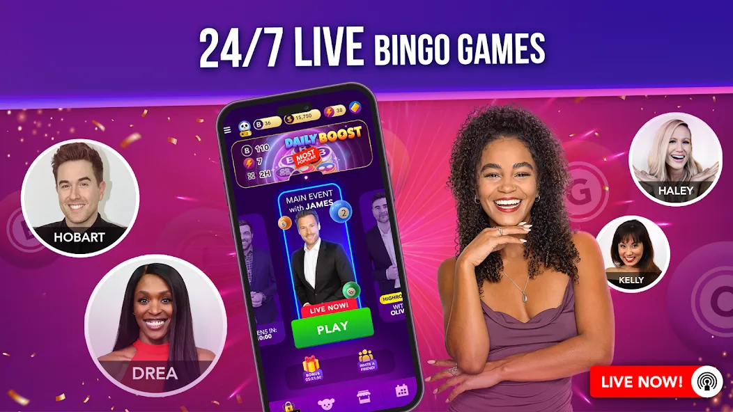 Live Play Bingo: Real Hosts (Лайв Плей Бинго) МОД/Взлом [Деньги, Монеты и Меню MOD] Screenshot 3