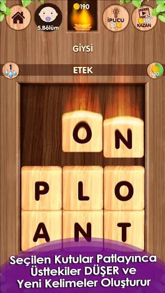 Düşen! Kelime Oyunu МОД/Взлом [Все открыто, Дополнительные деньги и Меню MOD] Screenshot 2