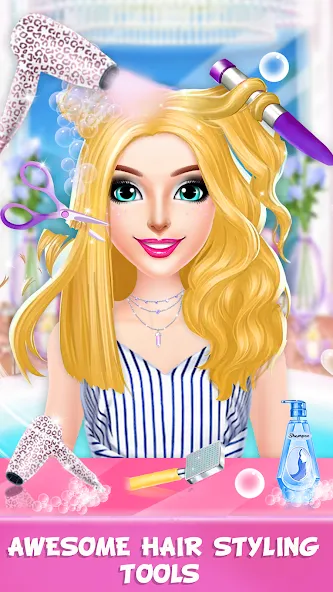 Braided Hair Salon Girls Games МОД/Взлом [Много денег, Монет и Все открыто] Screenshot 4