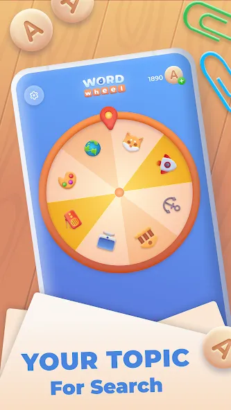 Word Wheel - Word Search МОД/Взлом [Все открыто, Дополнительные деньги и Меню MOD] Screenshot 1