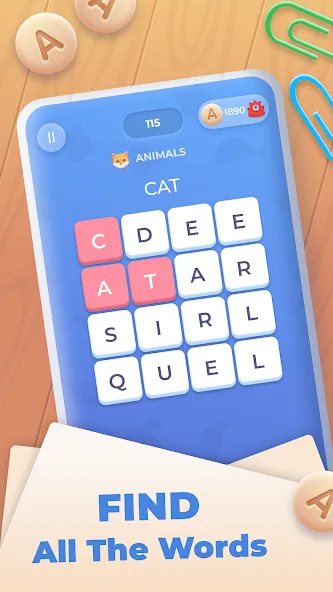 Word Wheel - Word Search МОД/Взлом [Все открыто, Дополнительные деньги и Меню MOD] Screenshot 2