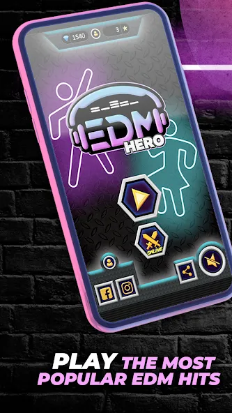 Guitar Hero Game: EDM Music (ЭДМ) МОД/Взлом [Бесконечные деньги, Монеты и Мега MOD] Screenshot 1