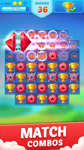 Jewel Crush™ - Match 3 Legend МОД/Взлом [Много монет, Открытые уровни и Мега MOD] Screenshot 2