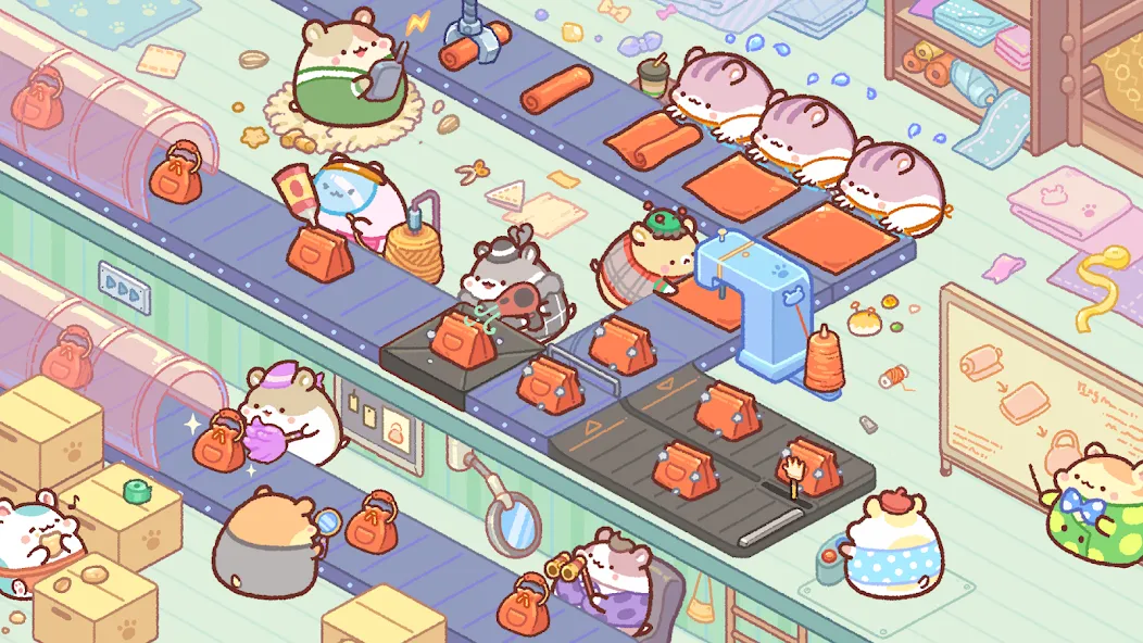 Hamster Bag Factory : Tycoon (Хэмстер сумка фабрика) МОД/Взлом [Много денег, Монет и Все открыто] Screenshot 2