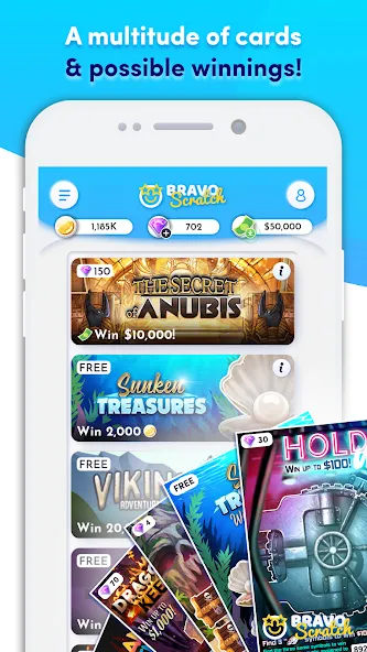 Bravoscratch, scratch games! МОД/Взлом [Деньги, Монеты и Меню MOD] Screenshot 3