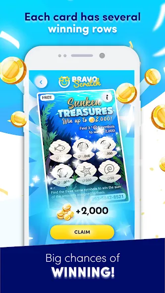 Bravoscratch, scratch games! МОД/Взлом [Деньги, Монеты и Меню MOD] Screenshot 4