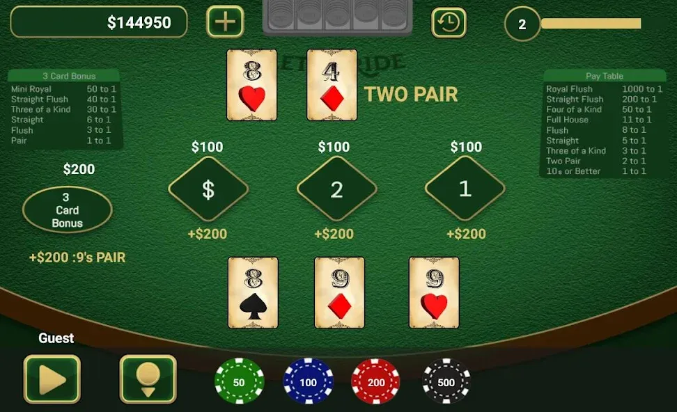 Let It Ride Poker МОД/Взлом [Меню, Бесконечные монеты и Открытые уровни] Screenshot 2