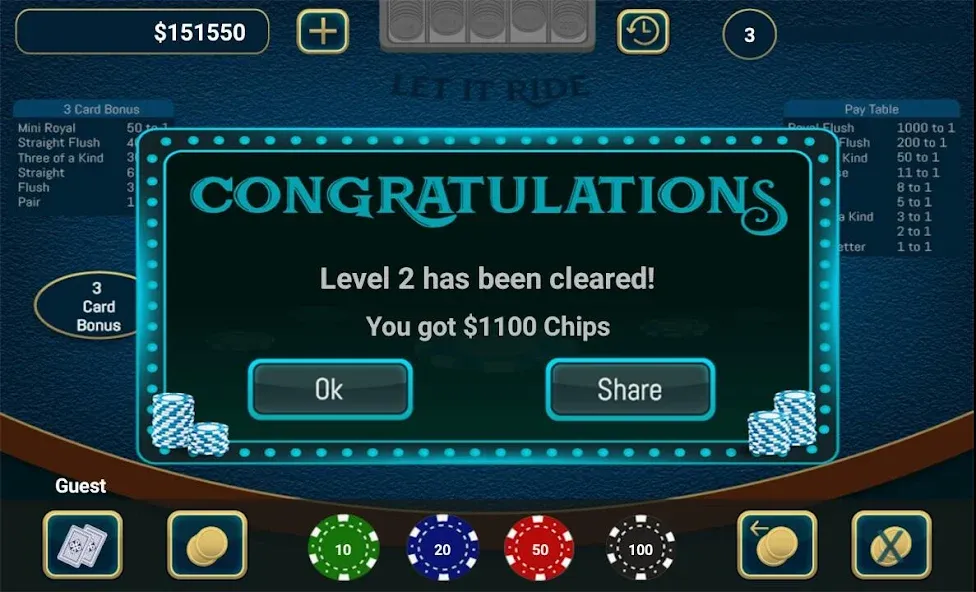 Let It Ride Poker МОД/Взлом [Меню, Бесконечные монеты и Открытые уровни] Screenshot 4