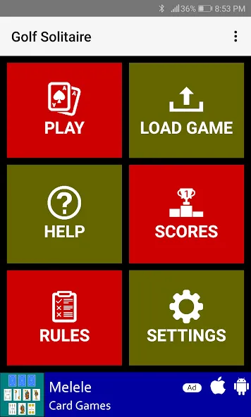 Golf Solitaire (Гольф солитер) МОД/Взлом [Меню, Бесконечные монеты и Открытые уровни] Screenshot 1