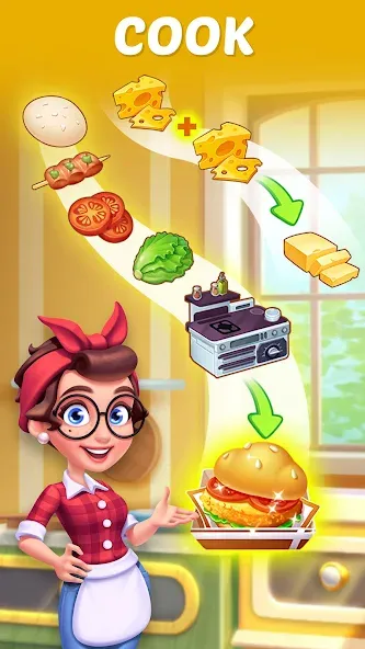 Merge Cooking:Theme Restaurant МОД/Взлом [Меню, Бесконечные монеты и Открытые уровни] Screenshot 4