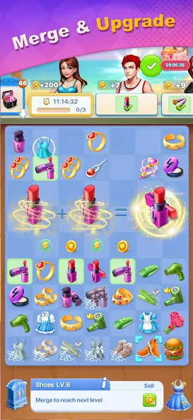 Merge Lover: Story & Makeover (Мердж Ловер) МОД/Взлом [Все открыто, Дополнительные деньги и Меню MOD] Screenshot 4