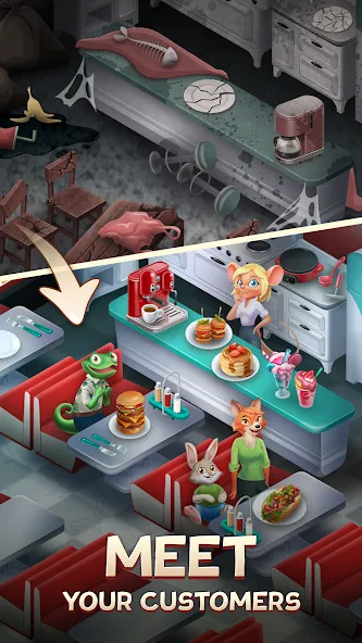 Merge Inn - Cafe Merge Game (Мердж Инн) МОД/Взлом [Деньги, Монеты и Меню MOD] Screenshot 3