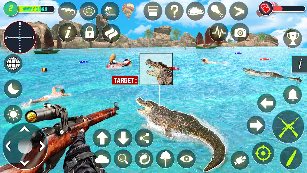 Crocodile Hunting Animal Games (Крокодил Охота Игры с животными) МОД/Взлом [Деньги, Монеты и Меню MOD] Screenshot 5