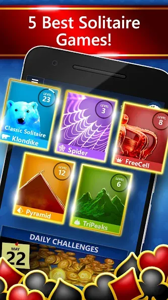Microsoft Solitaire Collection (Майкрософт Солитер Коллекшн) МОД/Взлом [Меню, Бесконечные монеты и Открытые уровни] Screenshot 1