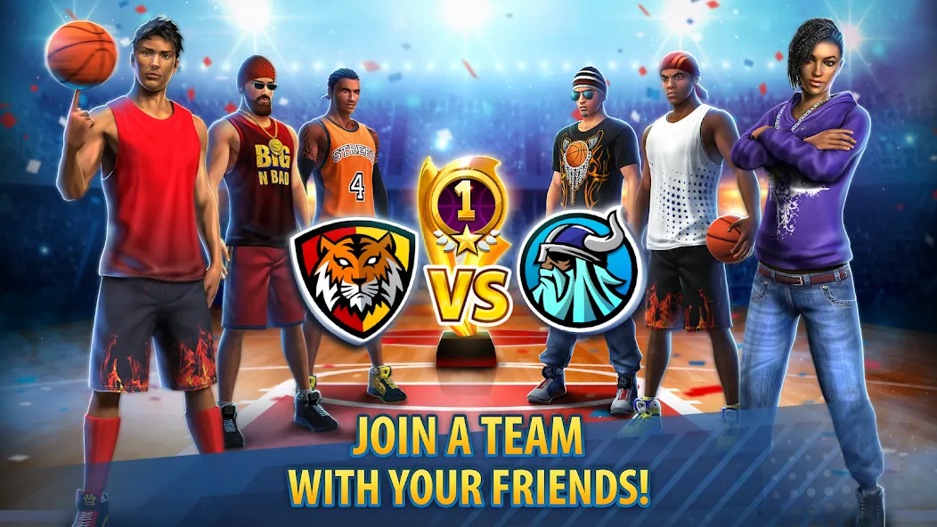 Basketball Stars: Multiplayer (Баскетбол Старс) МОД/Взлом [Меню, Бесконечные монеты и Открытые уровни] Screenshot 1