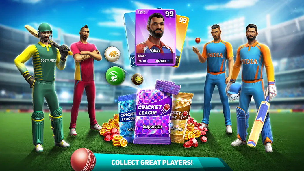 Cricket League (Крикет Лига) МОД/Взлом [Все открыто, Дополнительные деньги и Меню MOD] Screenshot 4