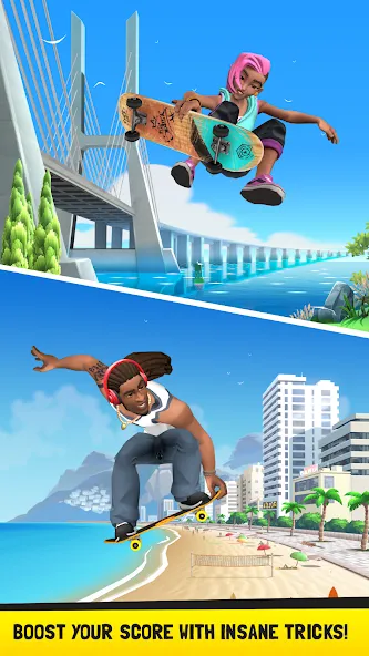 Flip Skater (Флип скейтер) МОД/Взлом [Бесконечные деньги, Монеты и Мега MOD] Screenshot 4