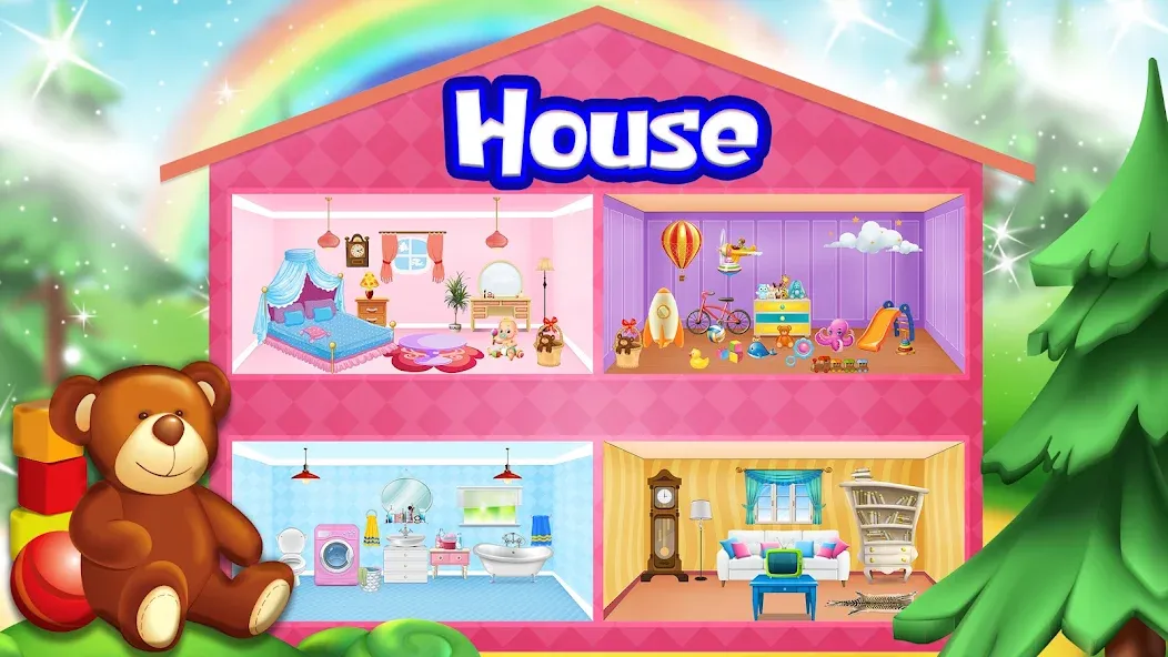 Girl Doll House Design & Clean МОД/Взлом [Меню, Бесконечные монеты и Открытые уровни] Screenshot 1