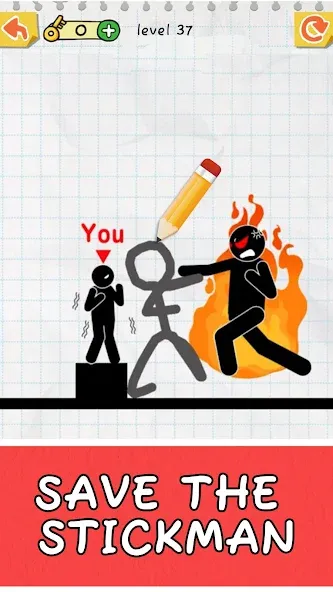 Draw 2 Save: Stickman Puzzle (Дроу 2 Сэйв) МОД/Взлом [Деньги, Монеты и Меню MOD] Screenshot 2
