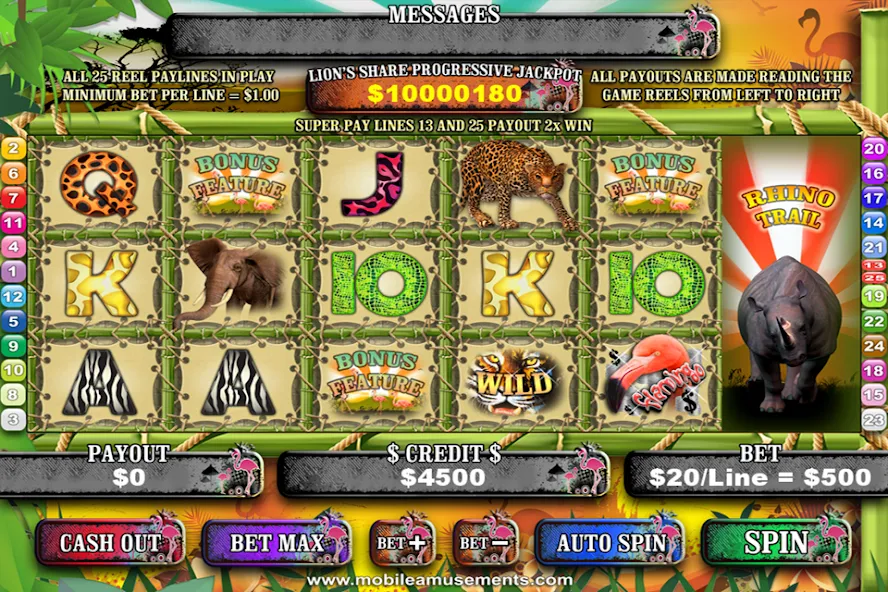 Flamingo Safari Slots (Фламинго Сафари Слоты) МОД/Взлом [Меню, Бесконечные монеты и Открытые уровни] Screenshot 1