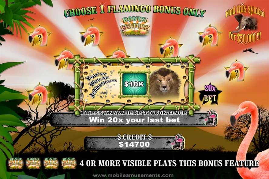 Flamingo Safari Slots (Фламинго Сафари Слоты) МОД/Взлом [Меню, Бесконечные монеты и Открытые уровни] Screenshot 2