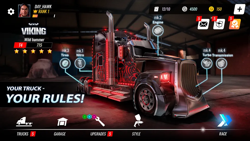 Big Rig Racing: Drag racing (Биг Риг Рейсинг) МОД/Взлом [Деньги, Монеты и Меню MOD] Screenshot 1