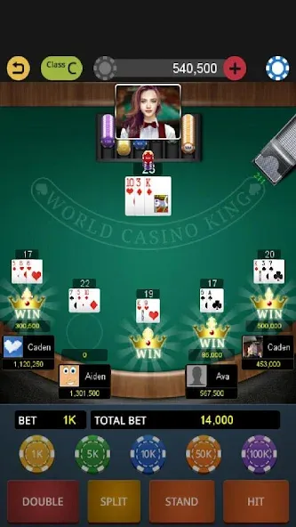 World Blackjack King МОД/Взлом [Много монет, Открытые уровни и Мега MOD] Screenshot 2