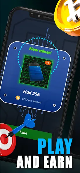 Merge Crypto Miner: Earn Money (Мердж Крипто Майнер) МОД/Взлом [Все открыто, Дополнительные деньги и Меню MOD] Screenshot 1