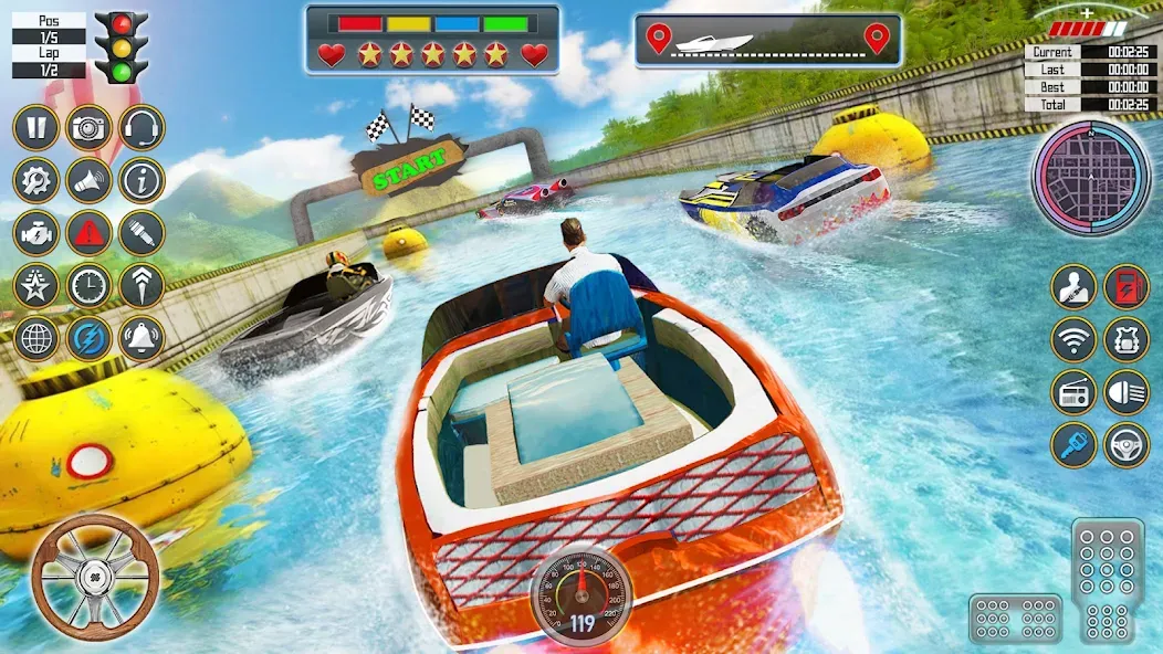 Speed Boat Racing: Boat games МОД/Взлом [Меню, Бесконечные монеты и Открытые уровни] Screenshot 1