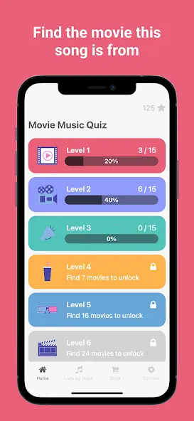 Movie Music Quiz - Blindtest (Муви Мьюзик Квиз) МОД/Взлом [Меню, Бесконечные монеты и Открытые уровни] Screenshot 1