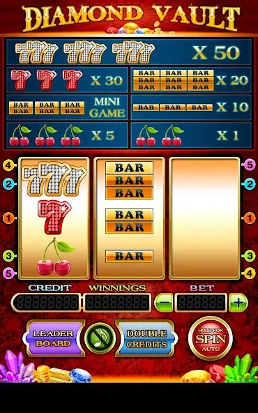 Diamond Vault Slots - Vegas (Бриллиантовые ячейки слотов) МОД/Взлом [Много монет, Открытые уровни и Мега MOD] Screenshot 1