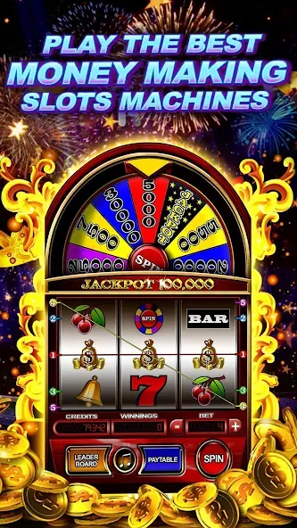 Money Wheel Slot Machine Game (Мани Вил Слот Машине Гейм) МОД/Взлом [Много монет, Открытые уровни и Мега MOD] Screenshot 1