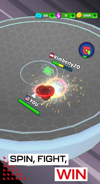 Spinner Fighter Arena (Спиннер Файтер Арена) МОД/Взлом [Меню, Бесконечные монеты и Открытые уровни] Screenshot 5