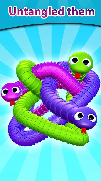 Tangled Snakes Puzzle Game (Танглед Снейк 3Д) МОД/Взлом [Деньги, Монеты и Меню MOD] Screenshot 1