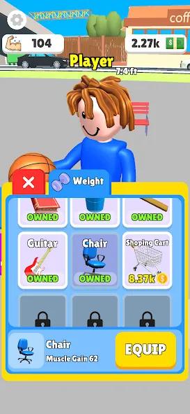 Lifting Hero (Лифтинг герой) МОД/Взлом [Меню, Бесконечные монеты и Открытые уровни] Screenshot 2